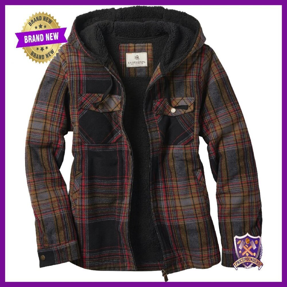 Women's Hooded Shacket Berber Lined Casual Jacket Drawstring Hood